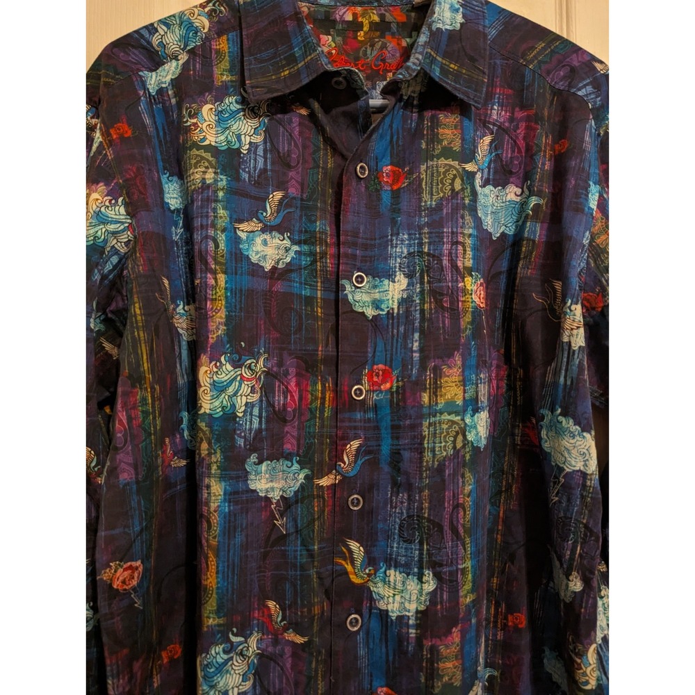 Robert Graham Sz l Birds & Roses Shirt - Picture 3 of 5